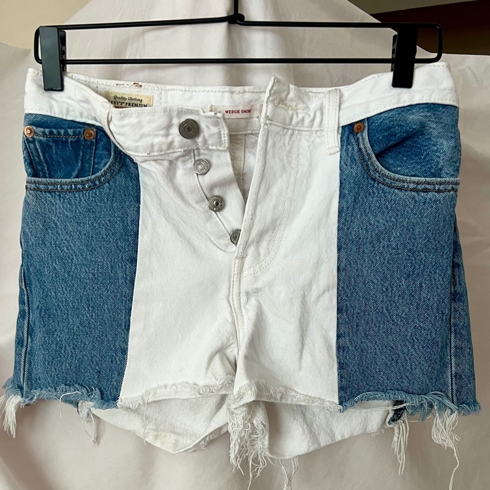 Levi's Blue and White Jean Shorts